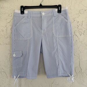 St. John's Bay Blue and White Striped Cargo Shorts